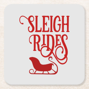 Red Sleigh Rides Holiday Rechteckiger Pappuntersetzer