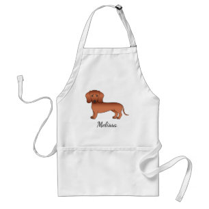Red Smooth Coat Dackel Niedlich Cartoon Dog & Name Schürze