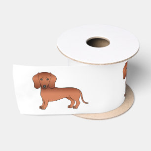 Red Smooth Coat Dackel Niedlich Cartoon Hunde Satinband