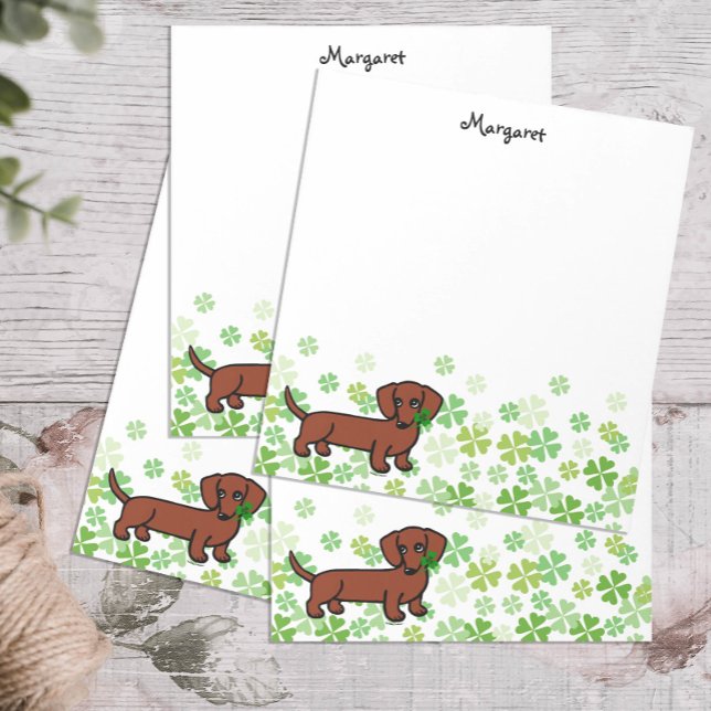 Red Smooth Dackel 2 Notizblock (Cute Red Smooth Haired Dachshund Stationery for Dog Lovers)