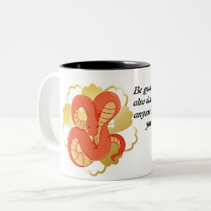 Red Snake on a Golden Blume"   Einzigartig und lux Zweifarbige Tasse