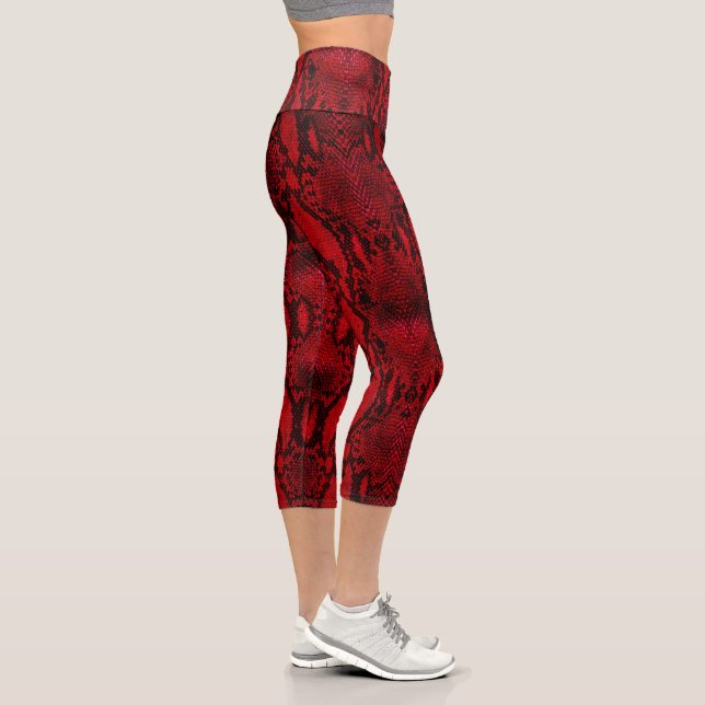 Red Snake Skin Print New Capri Leggings (Rechts)