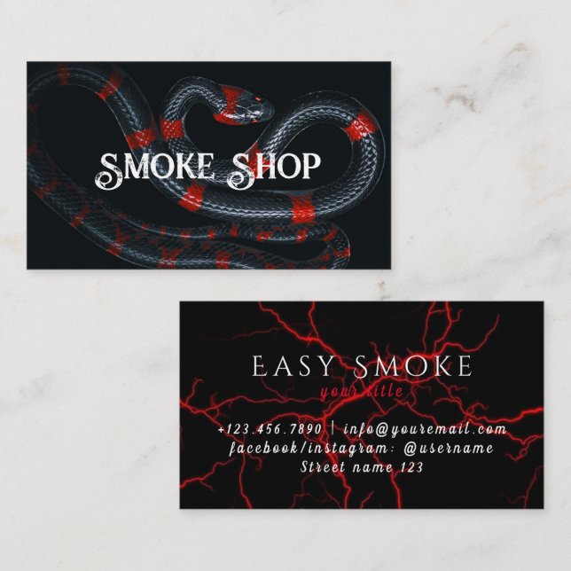 Red Snake Smoke Shop Vape Business Card Visitenkarte (Vorne/Hinten)