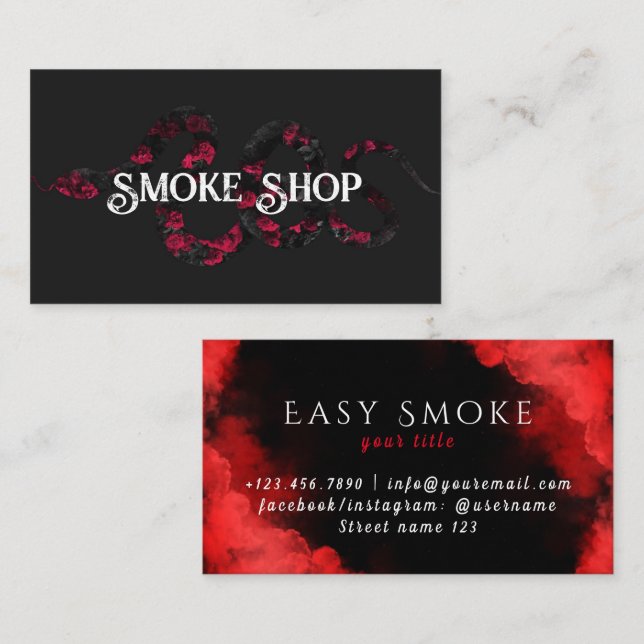 Red Snake Smoke Shop Vape Business Card Visitenkarte (Vorne/Hinten)