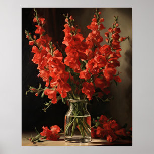 Red Snapdragon Blume Art Print Poster