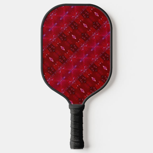 Red Snapdragon Ikat Too Pickleball Schläger (Vorderseite)