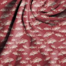 Red Snapper Fish Pattern Red Sewing Fabric