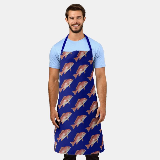 Red Snapper Pattern Unisex Kitchen Apron Schürze (Getragen)
