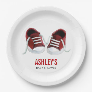 Red Sneakers Baby Duschpapier Teller
