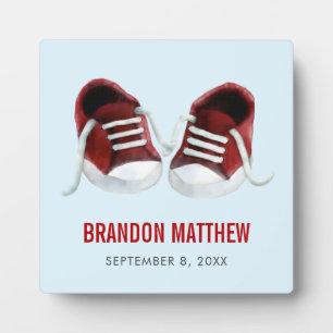 Red Sneakers Baby Plaque, Baby Shoes Picture Fotoplatte