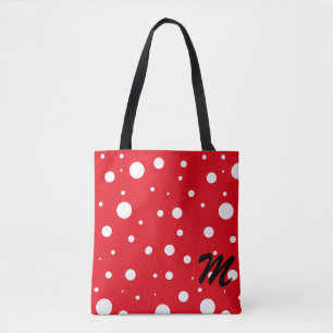Red Snow Dots Custom Tote Bag