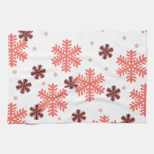 Red Snow Flakes Christmas pattern Snow Pattern Geschirrtuch