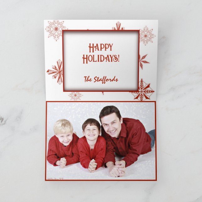 Red Snow on White Canvas Design Christmas Card Dankeskarte (Innenseite)