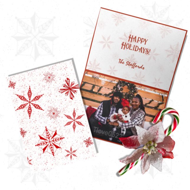 Red Snow on White Canvas Design Christmas Card Dankeskarte (Von Creator hochgeladen)