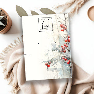 Red Snow Winter Berries Early Necklace Holder Visitenkarte