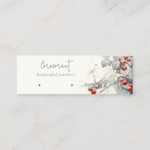 Red Snow Winter Berries Hoops Loop Stud Holder Mini Visitenkarte