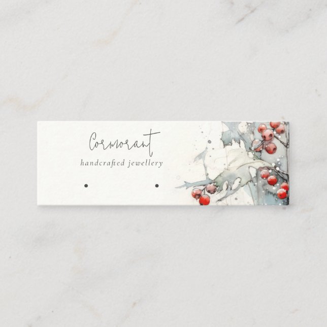 Red Snow Winter Berries Hoops Loop Stud Holder Mini Visitenkarte (Vorderseite)