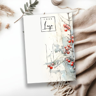 Red Snow Winter Berries Logo Hair Button Holder Visitenkarte