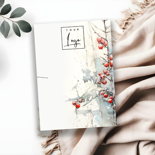 Red Snow Winter Berries Logo Necklace Holder Visitenkarte (Von Creator hochgeladen)