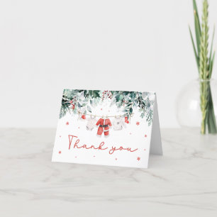 Red Snow Winter Weihnachtskleidung Baby Dusche Dankeskarte