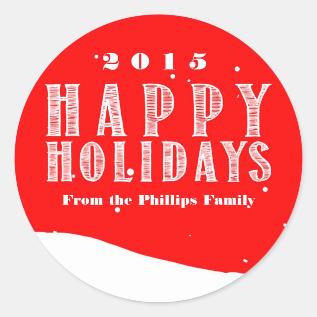 Red Snowball Snowball Weihnachtskarte Weihnachtsau Runder Aufkleber (Vorderseite)