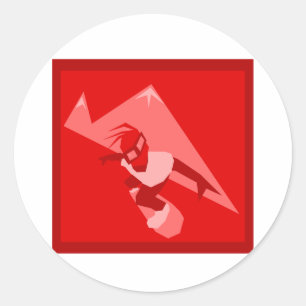 Red Snowboard Logo Runder Aufkleber