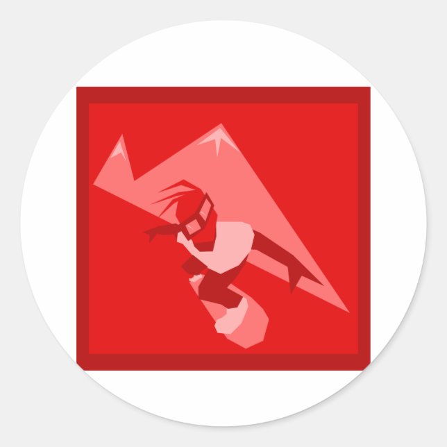 Red Snowboard Logo Runder Aufkleber (Vorderseite)