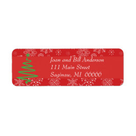 Red Snowflake Address Label