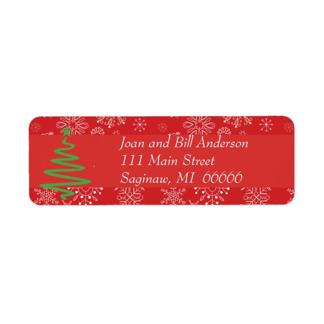 Red Snowflake Address Label (Vorne)