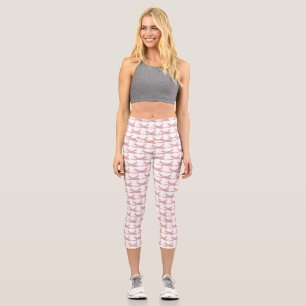 Red Snowflake Airplane -  Capri Leggings