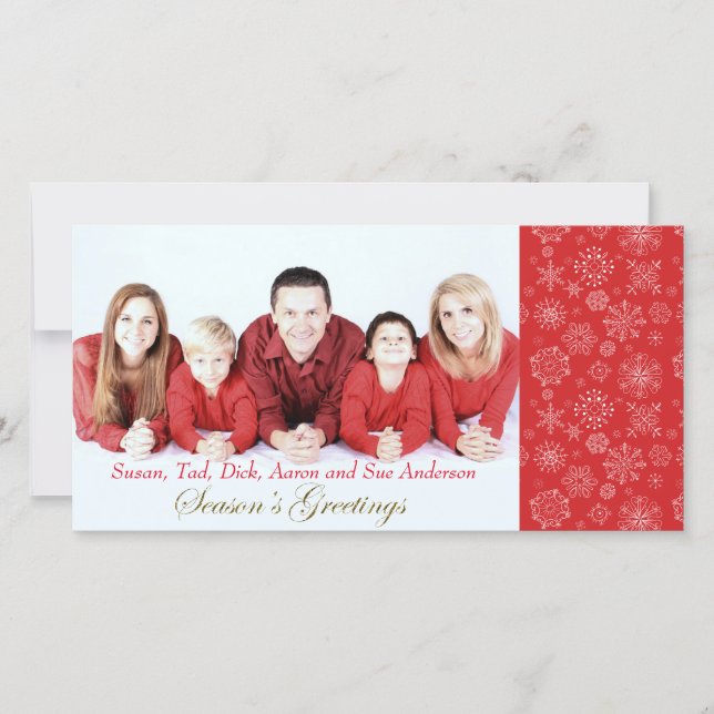 Red Snowflake Foto Weihnachtskarte Feiertagskarte (Vorderseite)