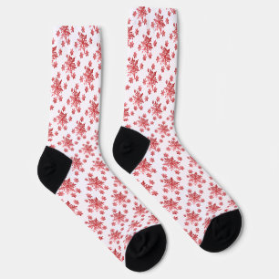 Red Snowflake Fun Weihnachts-Crew Socken