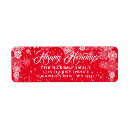 Red Snowflake Happy Holidays Label