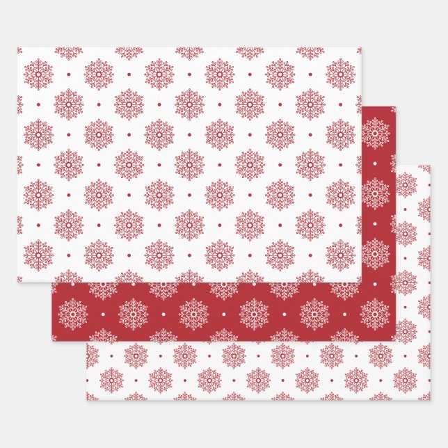 Red Snowflake Muster Weihnachten Geschenkpapier Set (Set)