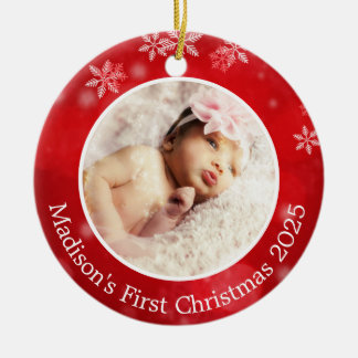 Red Snowflake Personalisierte Weihnachten Keramik Ornament