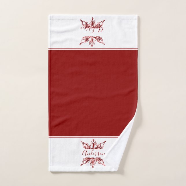 Red snowflake personalized  bath towel set (Handtuch)