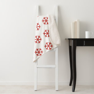 Red Snowflake Sherpa Blanket Sherpadecke
