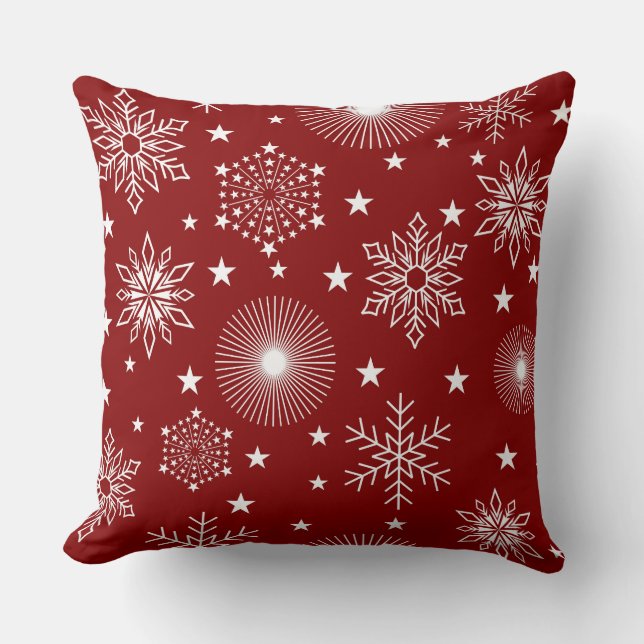 Red Snowflake/Strip Candy Cane Pillow Kissen (Vorderseite)
