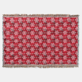 Red Snowflake Throw Blanket Decke