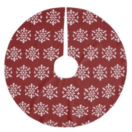 Red Snowflake Tree Skirt Polyester Weihnachtsbaumdecke
