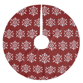 Red Snowflake Tree Skirt Polyester Weihnachtsbaumdecke