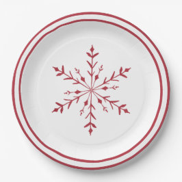 Red Snowflake Weihnachts-Party Platin Pappteller