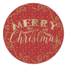 Red Snowflake Weihnachtsaufkleber