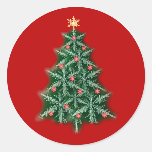 Red Snowflake Weihnachtsbaum Sticker (Vorderseite)