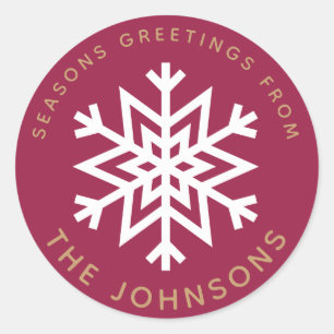 Red Snowflake Weihnachtskleber Runder Aufkleber