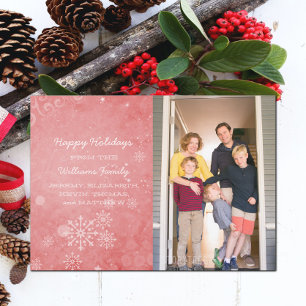 Red Snowflake Wirbel Foto Flat Card Feiertagskarte