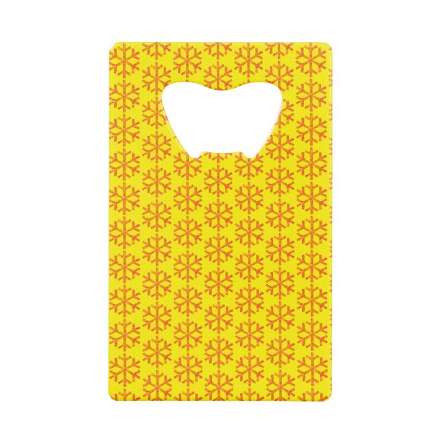 Red Snowflake Yellow Background angepasst Geldbeutel Flaschenöffner (Vorderseite)