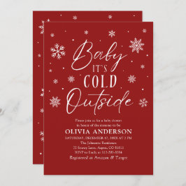 Red Snowflakes Baby Es ist kalt Outside Baby Dusch Einladung