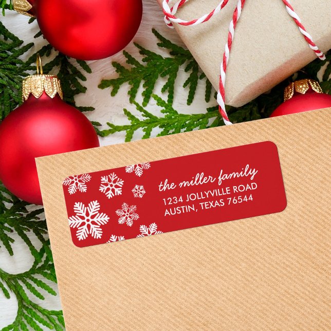Red Snowflakes Personalisiert Address Labels (Von Creator hochgeladen)
