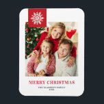 Red Snowflakes Tag Frohe Weihnachten Foto Magnet<br><div class="desc">Feiern Sie den Urlaubssinn mit unserem individuell anpassbaren Foto Weihnachtsmagneten! Dieser Magnet eignet sich perfekt, um Ihre Lieblingsfeiertage zu erleben. Mit diesem Magneten können Sie einen einzigartigen Sake kreieren, der die Freude und Liebe Ihrer Familie während der Ferienzeit zeigt. Der Weihnachtsmagnet dieses Fotos zeichnet sich durch klassische Typografie mit Schneeflockakzent...</div>